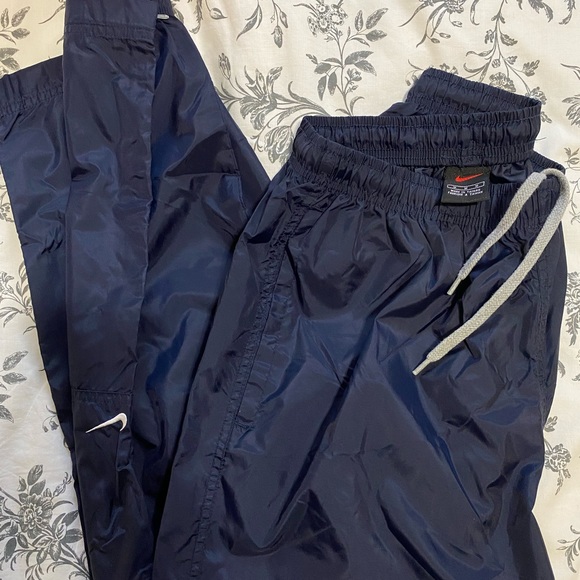 Nike Pants - vintage 90s nike swoosh navy track pants
